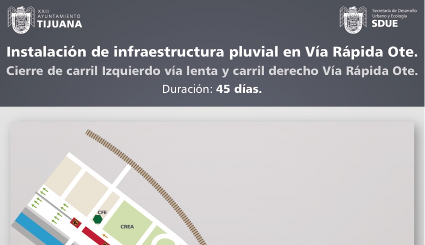 Cerrarán carriles de Ví­a Rápida en Tijuana a partir del lunes