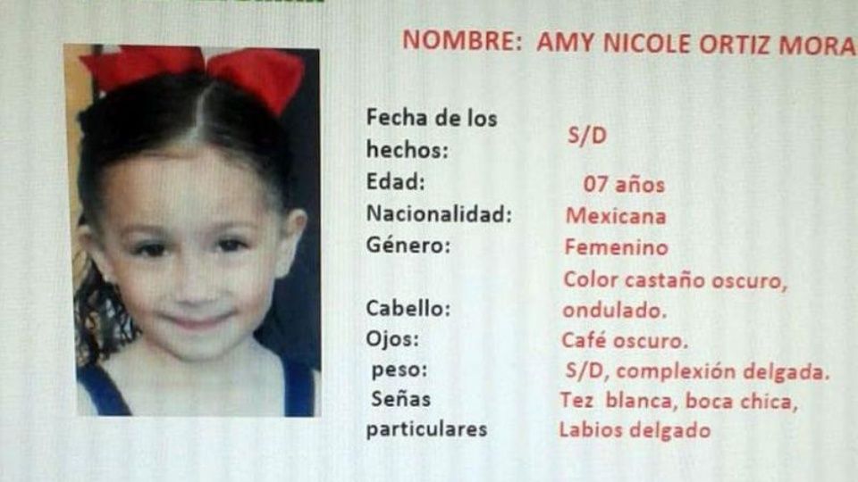 Claman ayuda para localizar a Amy Nicole de solo 7 años de edad.